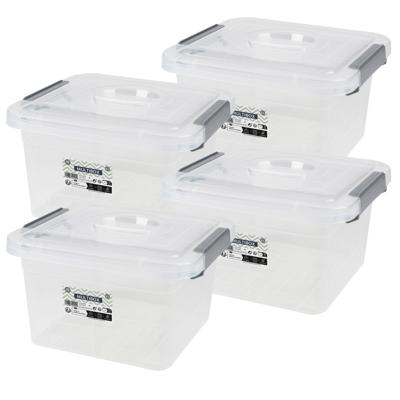 Urban Living Opberg box - 4x - 6 liter - 27 x 25 x 16 cm - met deksel en clips - waterdicht