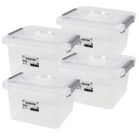Urban Living Opberg box - 4x - 6 liter - 27 x 25 x 16 cm - met deksel en clips - waterdicht