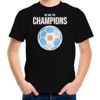 Argentinie WK supporter t-shirt we are the champions met Argentijnse voetbal zwart kinderen - thumbnail