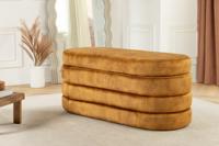 Extravagante gestoffeerde bank VOGUE 115 cm mosterdgeel fluwelen bank met opbergruimte - 46690