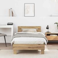 Bedframe artisanaal eikenkleurig 90 x 190 cm Bewerkt hout