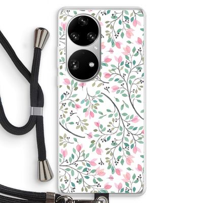 Sierlijke bloemen: Huawei P50 Pro Transparant Hoesje met koord