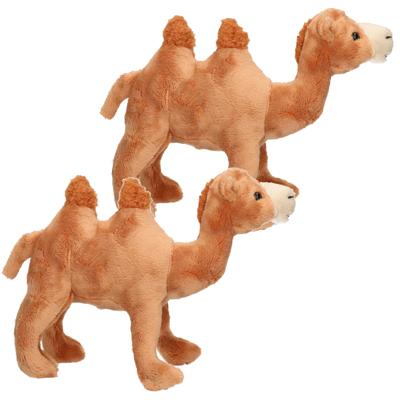 Cornelissen Kameel knuffel - 2x - pluche - bruin - 22 cm - Woestijn dieren - knuffeldier