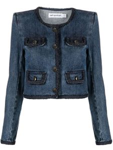 Self-Portrait veste en jean bords tressés - Bleu