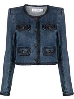 Self-Portrait veste en jean bords tressés - Bleu