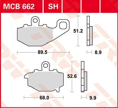 TRW Remblokken, en remschoenen voor de moto, MCB662SH Sinter street