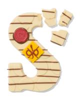 051 Handgedecoreerde Chocoladeletter Wit S 180g