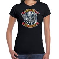 Halloween rock en roll skelet verkleed t-shirt zwart voor dames