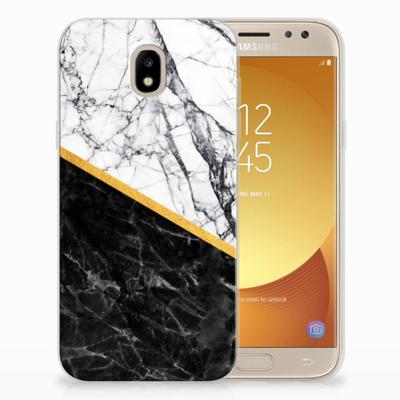 Samsung Galaxy J5 2017 | TPU | Siliconen hoesje | Marmer Wit Zwart - Origineel Cadeau Man