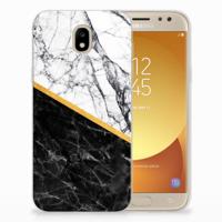 Samsung Galaxy J5 2017 | TPU | Siliconen hoesje | Marmer Wit Zwart - Origineel Cadeau Man