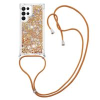 Lunso - Samsung Galaxy S23 Ultra - Telefoonhoes met koord - Glitter Goud