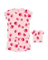 HEMA Kindershortama aardbeien roze (roze)
