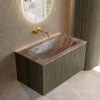 Badmeubel Mondiaz Kurve-Dlux | 80 cm | Meubelkleur Shadow | Wastafelkleur Oza | Solid surface | Wasbak midden spoelbak | Zonder kraangat(en)