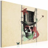 Schilderij - Gentleman's skeleton, Beige/Rood/Groen, 3luik