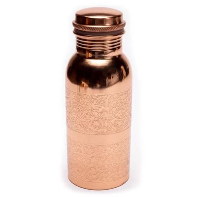 Koperen Waterfles Floral Geëtst - 500 ml