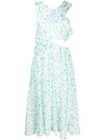Merlette robe fleurie à épaules asymétriques - Blanc