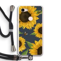Sunflower and bees: Pixel 3 XL Transparant Hoesje met koord