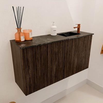 Toiletmeubel Mondiaz Joya Dlux | 80 cm | Meubelkleur Walnut | Faye wastafel Lava Wasbak Rechts | 1 kraangat
