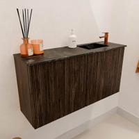 Toiletmeubel Mondiaz Joya Dlux | 80 cm | Meubelkleur Walnut | Faye wastafel Lava Wasbak Rechts | 1 kraangat