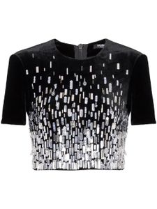 Balmain blouse crop à sequins - Noir