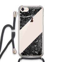 Zwart marmer: iPhone 8 Transparant Hoesje met koord
