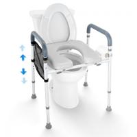 VEVOR verhoogde toiletbril, 7-voudig in hoogte verstelbaar 655-805 mm, draagvermogen 158 kg, met gepolsterd aluminium frame, universeel verhoogde toiletbril, voor gehandicapten, zwangere vrouwen