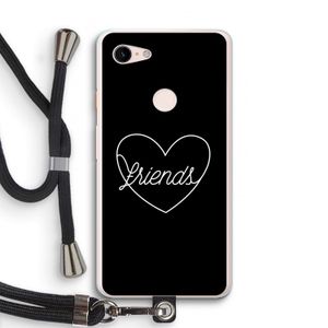 Friends heart black: Pixel 3 XL Transparant Hoesje met koord