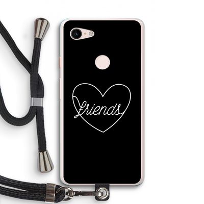 Friends heart black: Pixel 3 XL Transparant Hoesje met koord