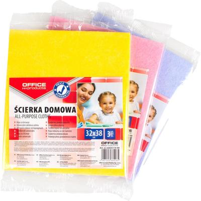 OFFICE products huishouddoekjes, universeel, ft 32 x 38 cm, geassorteerde kleuren, pak van 3 stuks