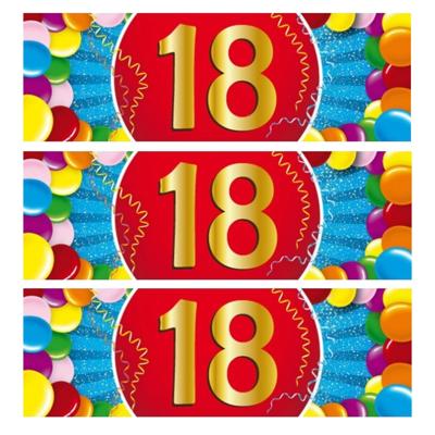 18 jaar leeftijd sticker - 10x - 19 x 6 cm - verjaardag - jubileum - versiering