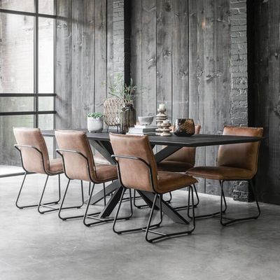 DTP Home Eettafel 'Curves' Teakhout, 210 x 100cm, kleur Zwart