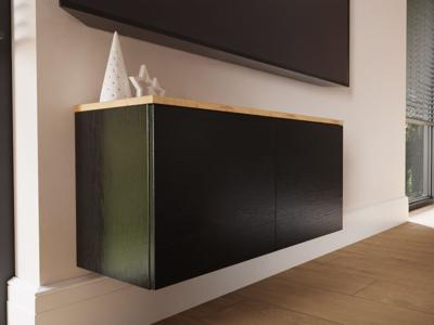 Tv-meubel LUCO 2 deuren 90 cm eik/mat zwart