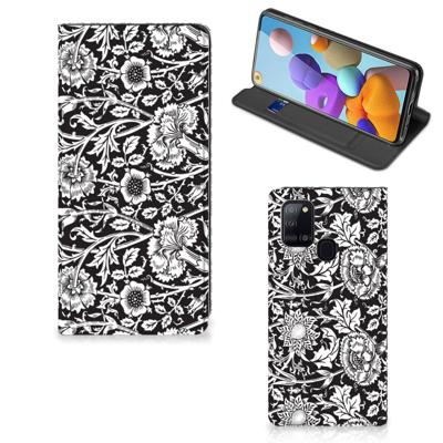 Samsung Galaxy A21s Smart Cover Black Flowers
