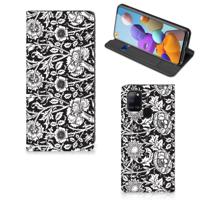 Samsung Galaxy A21s Smart Cover Black Flowers