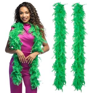 Carnaval verkleed boa met veren - 2x - groen - 180 cm - 50 gram - Glitter and Glamour