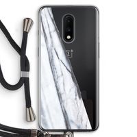 Gestreepte marmer: OnePlus 7 Transparant Hoesje met koord