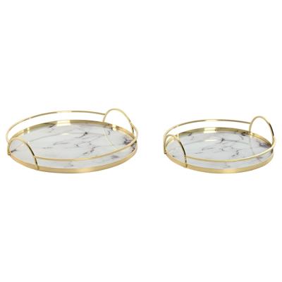 Set van trays Home ESPRIT Wit Gouden Modern 30 x 30 x 6 cm (2 Stuks)