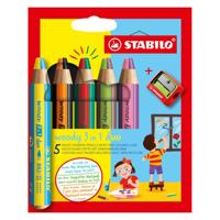 Stabilo Kleurpotloden Woody 3in1 Duo 5 stuks + Puntenslijper