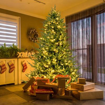 210 cm Kunstmatige Kerstboom Verlicht Opklapbare Kerstboom met 8 Lichtmodi Kunstboom Kerst Groen