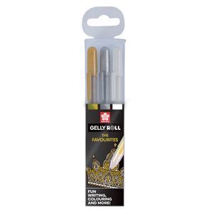 Sakura POXPGBMIX3A gelpen Afgetopte gelpen Fijn Goud, Zilver, Wit 3 stuk(s)