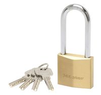 Masterlock 50mm thick solid brass body - 64mm hardened steel long shackle, 8mm di - 2950EURDLJ