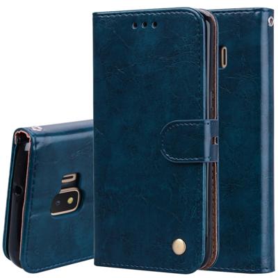 Business stijl olie Wax textuur horizontale Flip lederen case voor Galaxy j2 core met houder & kaartsleuven & portemonnee (blauw)