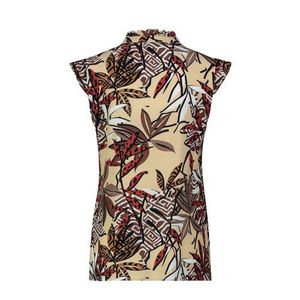 Expresso top met all over print beige/multi