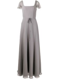 Marchesa Notte Bridesmaids robe longue à manches volantées - Gris