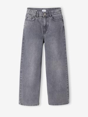 Wijde broek denim voor meisjes denimgrijs