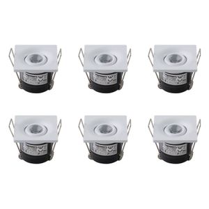 LED Veranda Spot Verlichting 6 Pack - Inbouw Vierkant 1W - Natuurlijk Wit 4200K - Mat Wit Aluminium - 40mm