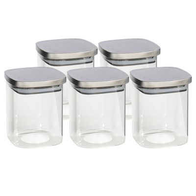 5x stuks voedsel/etenswaren bewaren voorraadpot 1100 ml glas met RVS deksel