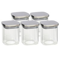 5x stuks voedsel/etenswaren bewaren voorraadpot 1100 ml glas met RVS deksel