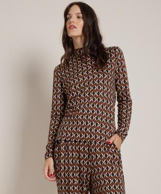 jersey top met all-over print