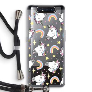 Rainbow Unicorn: Samsung Galaxy A80 Transparant Hoesje met koord